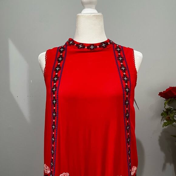 NEW Xhilaration Boho Love Liberty Embroidered Drop Waist Flutter Floral Sundress - Picture 6 of 16